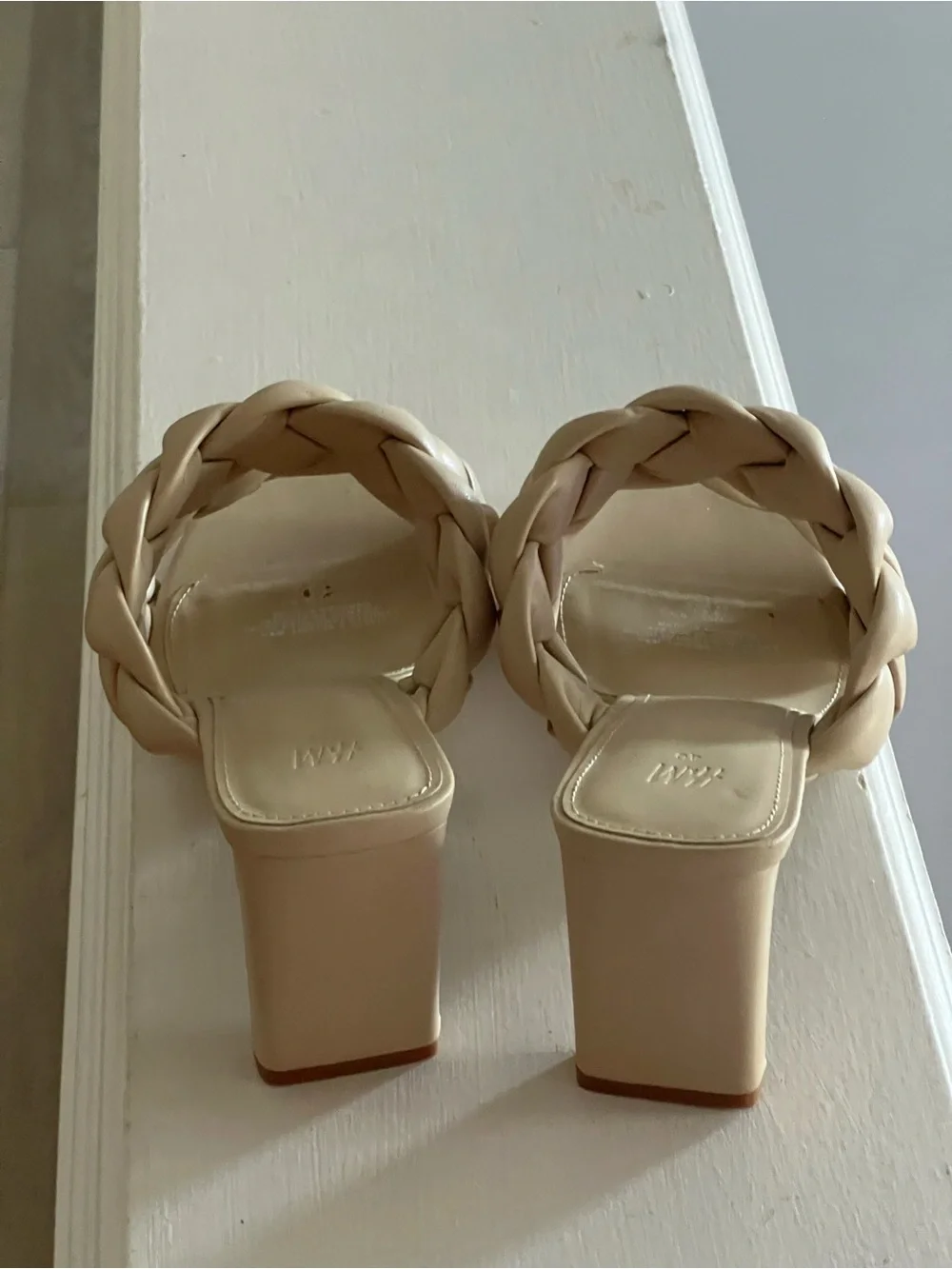 H&M Tan Braided Double-Strap Slide Heels